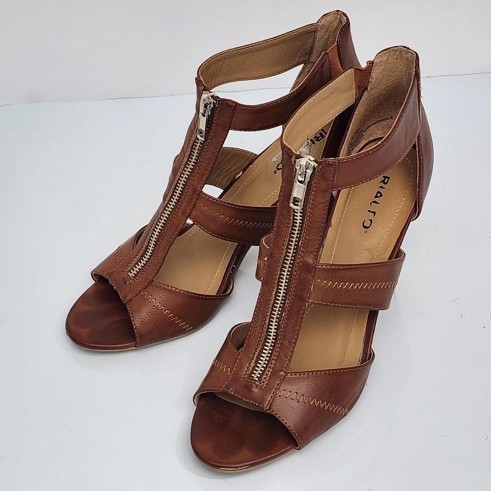 RIALTO 966-R7148 Fabric Upper Women Brown Sexy Heels Size 9.5M